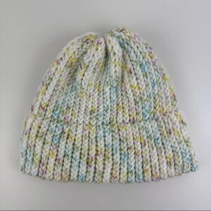 Handmade In USA Women's OSFM Hand Knit Beanie Winter Hat Cap Ribbed Cuffed NEW!